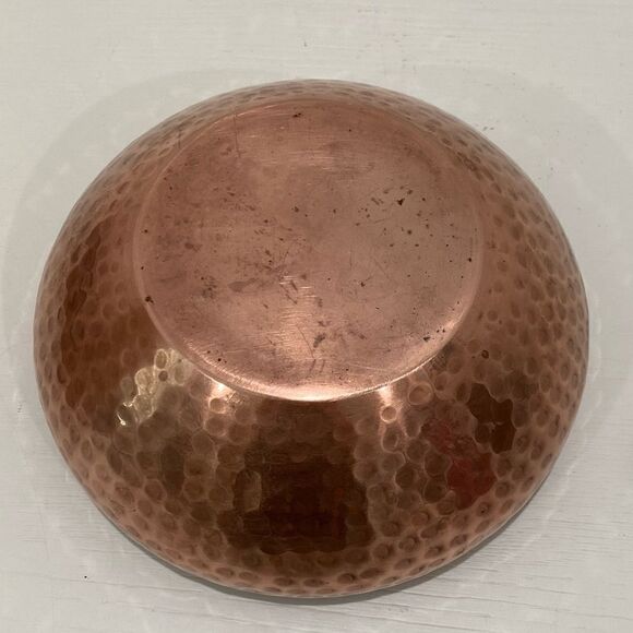 Vintage Hammered Copper Bowl Approximately 3" H X 7.25" Round - Picture 3 of 12